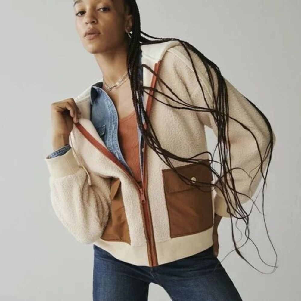 NEW Madewell (Re)sourced‎ Fleece Hooded Zip Jacket, S, NB514 - Picture 3 of 16